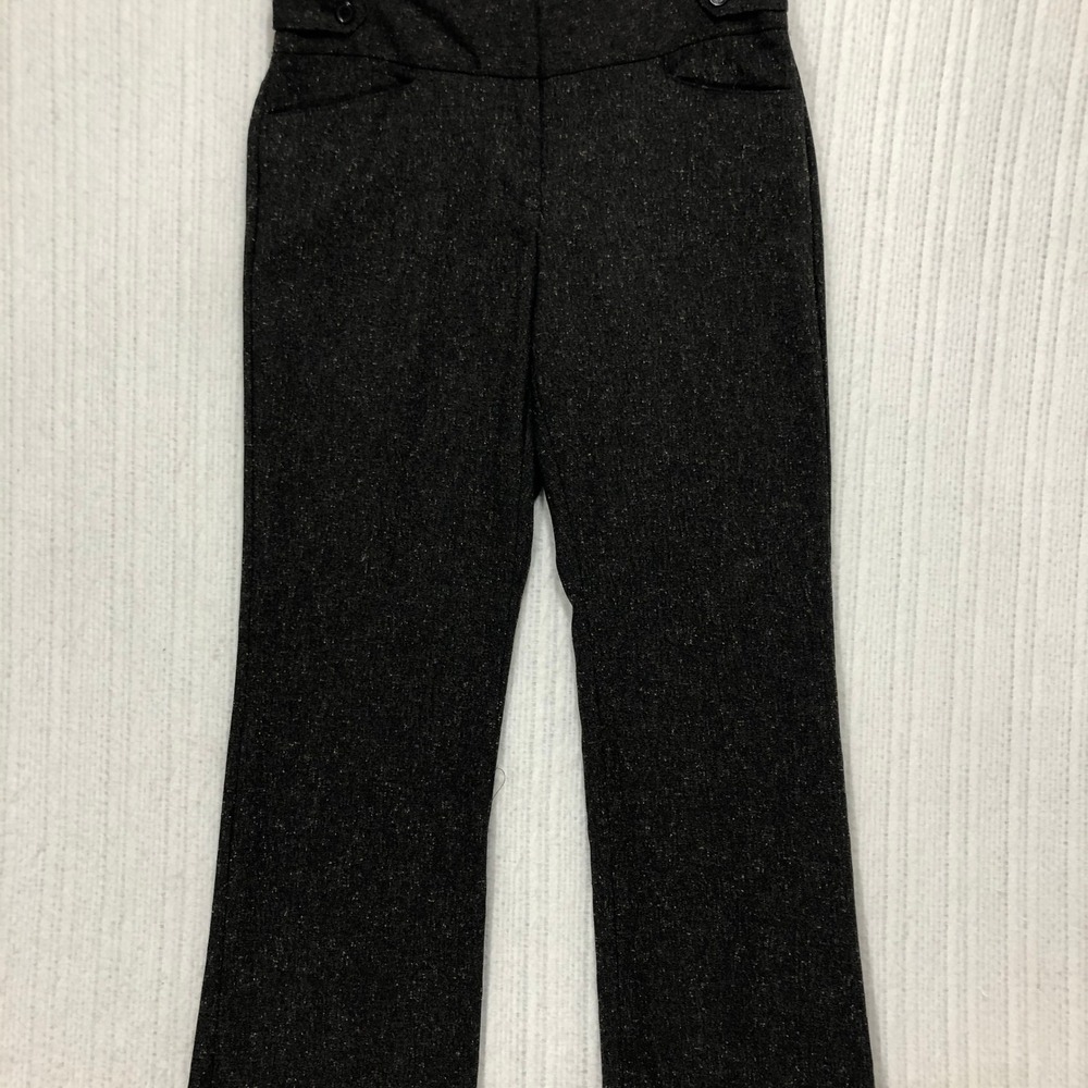 Anne Klein Womens Size 4 Dark Charcoal Grey Flecked Straight Leg Dress Pants